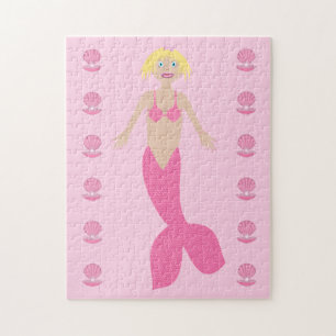 Pretty Pink Fantasy Mermaid Jigsaw Puzzle