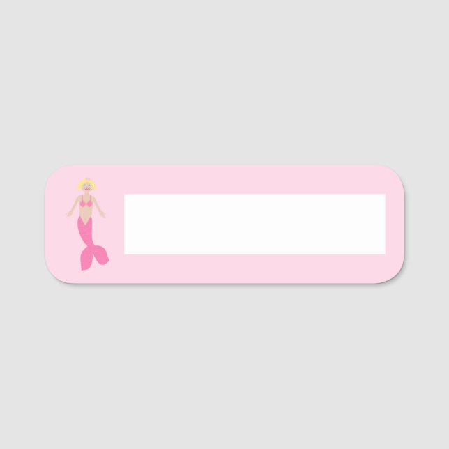 Pretty Pink Fantasy Mermaid Name Tag (Front)