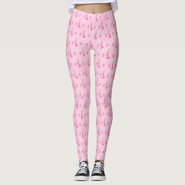 Pretty Pink Fantasy Mermaid Patterned Leggings (Front)