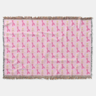 Pretty Pink Fantasy Mermaid Patterned Throw Blanket