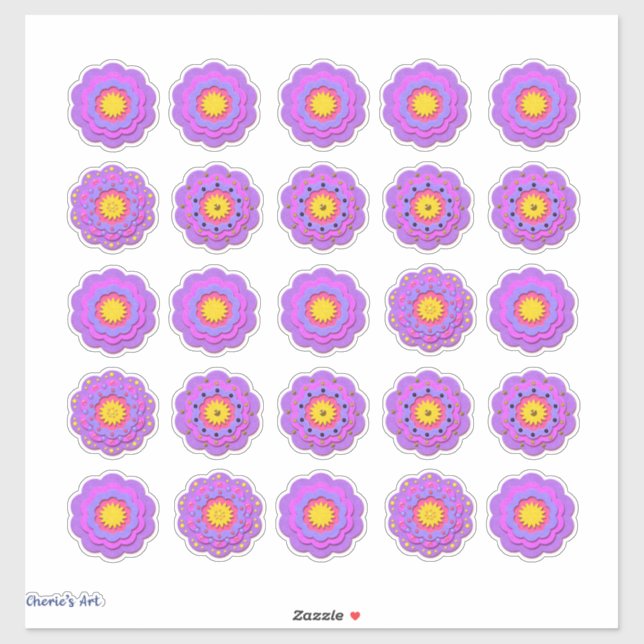 Pretty Pink Felt Look Flowers  (Sheet)