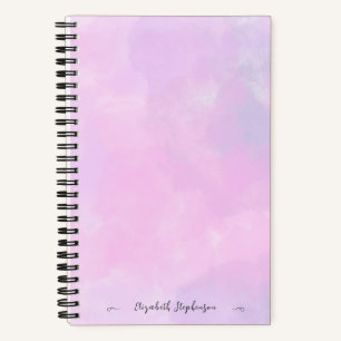 Pretty pink feminine watercolor custom name large notebook