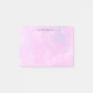 Pretty pink feminine watercolor custom name post-it notes