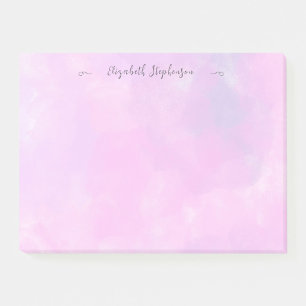 Pretty pink feminine watercolor custom name post-it notes