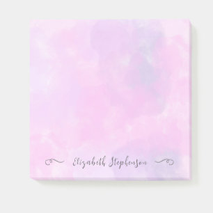 Pretty pink feminine watercolor custom name sticky post-it notes