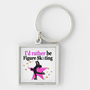 PRETTY PINK FIGURE SKATING IN MY LIFE KEY RING