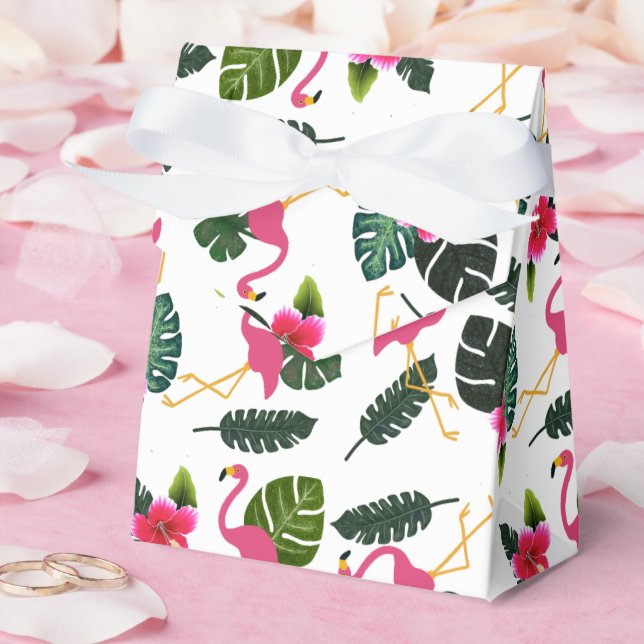 Pretty Pink Flamingo and Flowers For You Favour Box (Wedding)