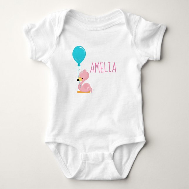 Pretty Pink Flamingo Baby Bodysuit (Front)