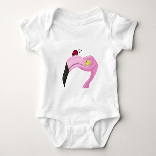 Pretty Pink Flamingo Baby Bodysuit (Front)