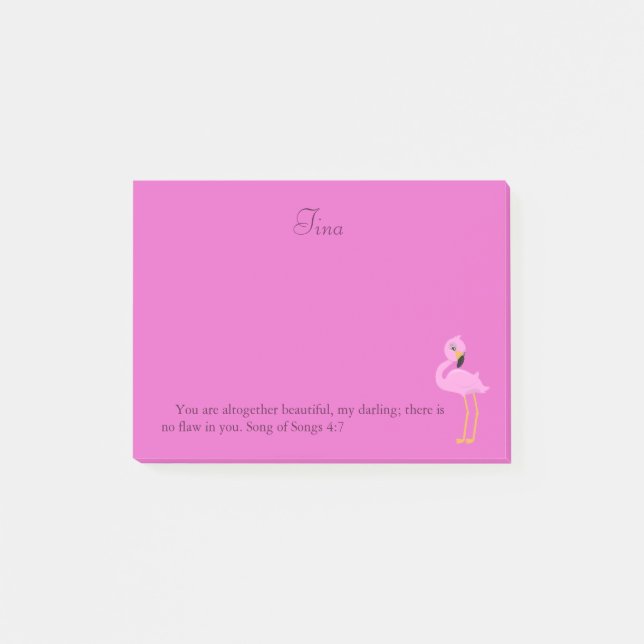 Pretty Pink Flamingo Bible Verse Post-it Notes (Front)