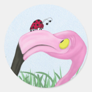 Pretty Pink Flamingo Classic Round Sticker