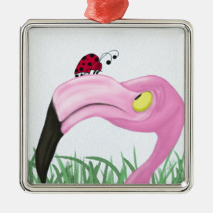 Pretty Pink Flamingo Metal Tree Decoration