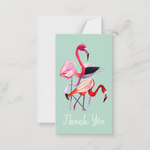 Pretty pink flamingo on blue card