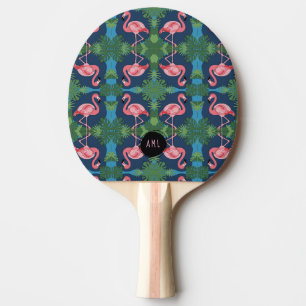 Pretty Pink Flamingo with Name Ping Pong Paddle