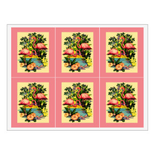 Pretty Pink Flamingos Birds Floral Wine Labels