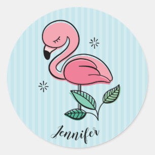 Pretty Pink Flamingos Classic Round Sticker