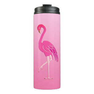 Pretty Pink Flamingos Fuchsia and Pale Pink Thermal Tumbler