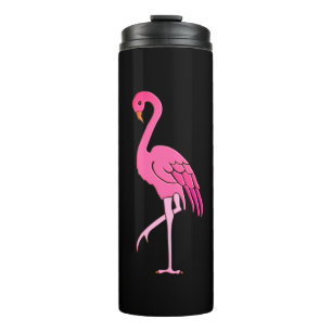 Pretty Pink Flamingos Fuchsia Pink and Black Thermal Tumbler