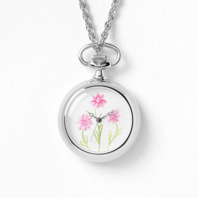 Pretty Pink Floral Art  Watch (Front)