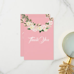 Pretty Pink Floral Baby Girl Thank You Card
