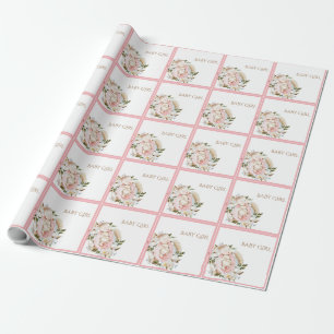 Pretty Pink Floral Baby Girl Wrapping Paper