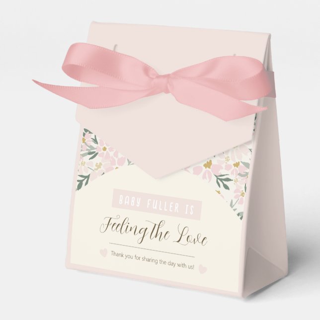 Pretty Pink Floral Boho Baby Shower Invitation Favour Box (Front Side)