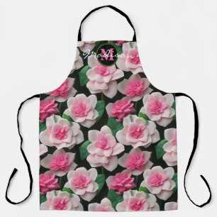 Pretty pink floral boho greenery pattern apron