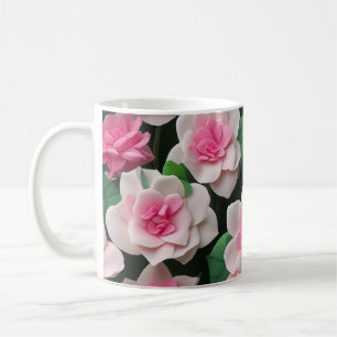 Pretty pink floral boho greenery pattern coffee mug