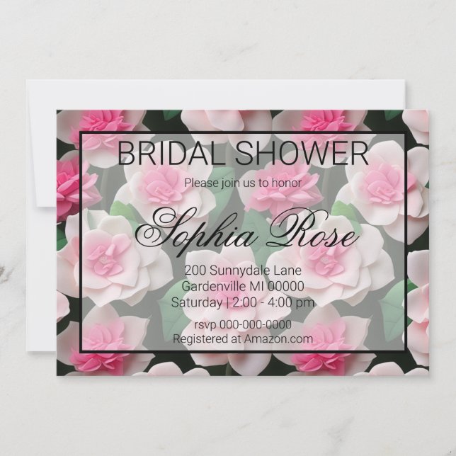 Pretty pink floral boho greenery pattern invitation (Front)