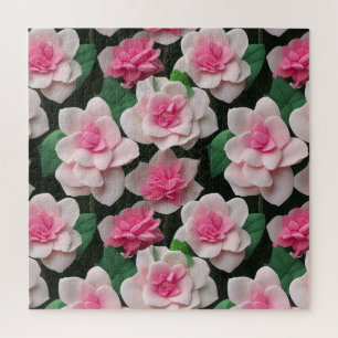 Pretty pink floral boho greenery pattern jigsaw puzzle