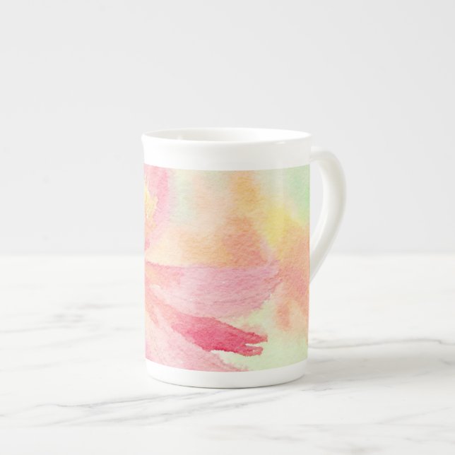 Pretty Pink Floral Bone China Mug (Front Right)