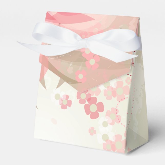 Pretty Pink Floral Bridal Shower Favour Box (Front Side)