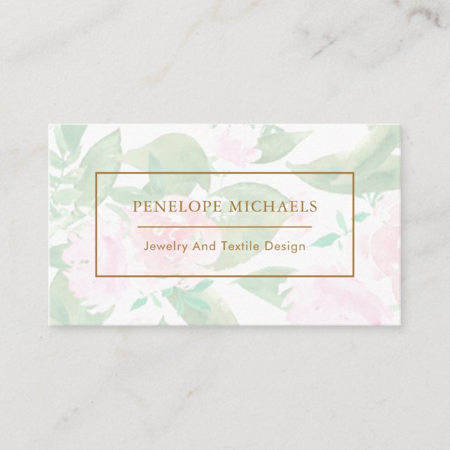 Pretty Pink Floral Business Card (Front)