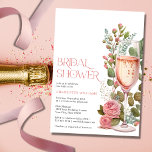 Pretty Pink Floral Champagne Glass Bridal Shower Invitation<br><div class="desc">Are you looking for a pretty watercolor bridal shower invitation? Check out this Pretty Pink Floral Champagne Glass Bridal Shower Invitation. It features a beautiful watercolor illustration with pink roses for a romantic touch. You can add your details in the template fields very easily or even change the font style...</div>