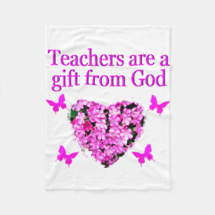 PRETTY PINK FLORAL CHRISTIAN TEACHER DESIGN FLEECE BLANKET