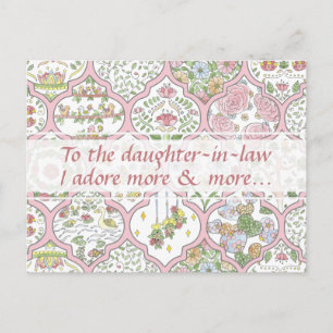 Pretty Pink Floral Daughter-in-law Mothers Day Postcard