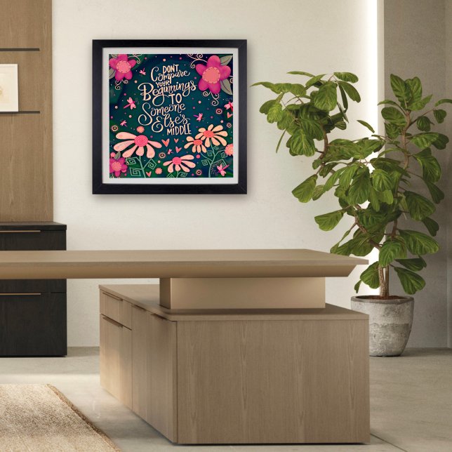Pretty Pink Floral Don’t Compare Inspiring Quote Poster (Creator Uploaded)