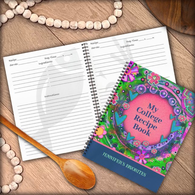 Pretty Pink Floral Favourite College Recipe Notebook (Creator Uploaded)