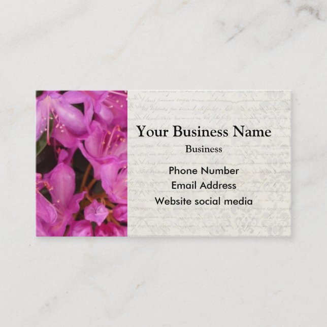 Pretty pink floral flower business card (Front)