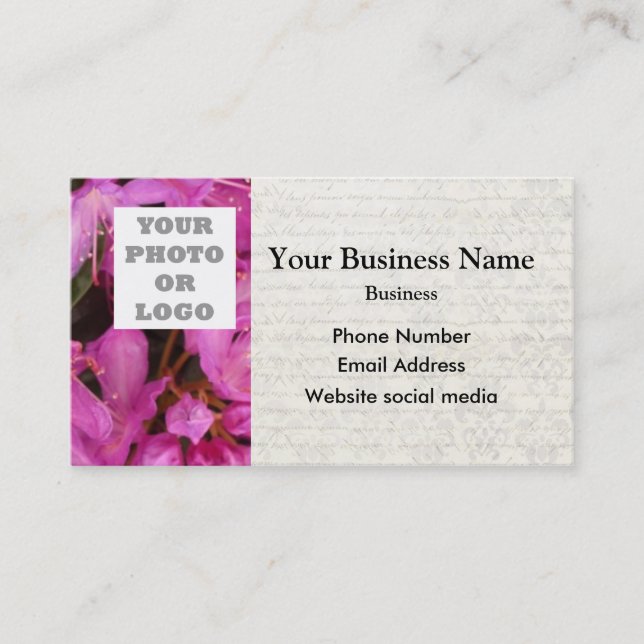 Pretty pink floral flower photo template business card (Front)