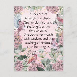 Pretty Pink Floral Garden Birds Proverbs 31 Bible  Postcard