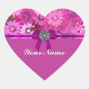 pink ribbon with heart stickers labels zazzle uk