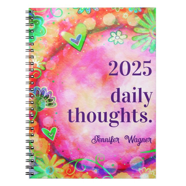 Pretty Pink Floral Inspiring Trendy “Inspirivity” Notebook (Front)