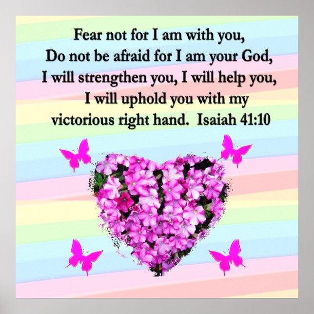 PRETTY PINK FLORAL ISAIAH 41:10 DESIGN POSTER (Front)