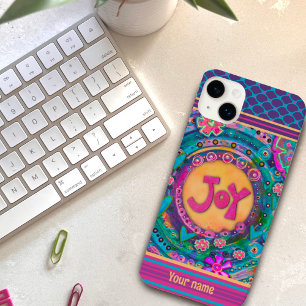Pretty Pink Floral Joy Dots Inspirivity Name  Case-Mate iPhone 14 Plus Case