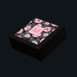 Pretty Pink Floral Monogram Black Gift Box<br><div class="desc">This pretty gift box features a pink floral pattern background. Personalise with the monogram of your choice.</div>