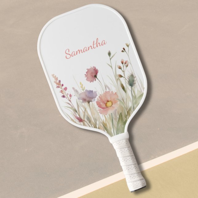 Pretty Pink Floral Name Pickleball Paddle (Creator Uploaded)