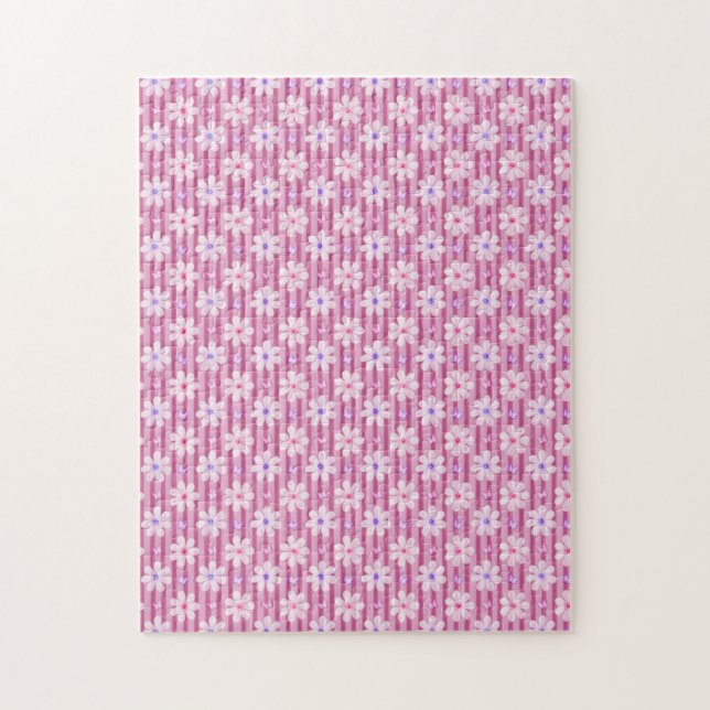 Pretty Pink Floral Pattern Jigsaw Puzzle (Vertical)