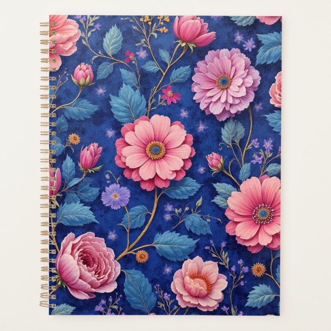 Pretty pink floral pattern planner (Front)