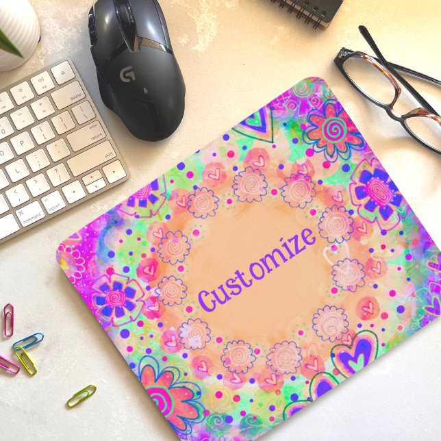 Pretty Pink Floral Personalised Inspirivity  Mouse Mat (Creator Uploaded)
